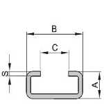 Stahlschiene 24x30 für Kettenführungsprofil 30x24 mm Profil ''C10'', verzinkt in 2-m-Stücken