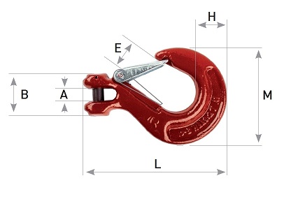 Gabelkopfhaken für Rundstahlkette 10mm clevis sling hook with latch Güteklasse 8 / G80